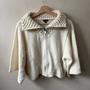 Nine West Cropped Sweater with Wide Sleeves and Zipper